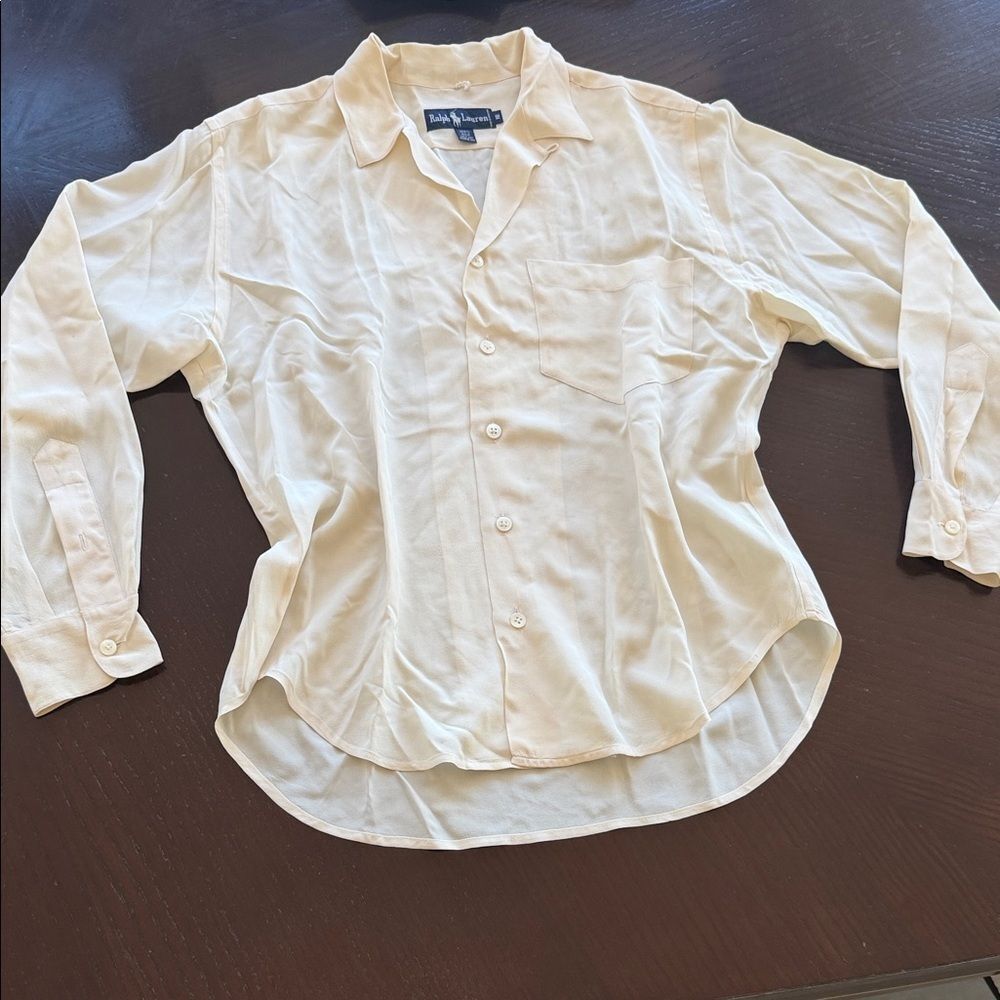 Ralph Lauren Cream Button Down silk Shirt